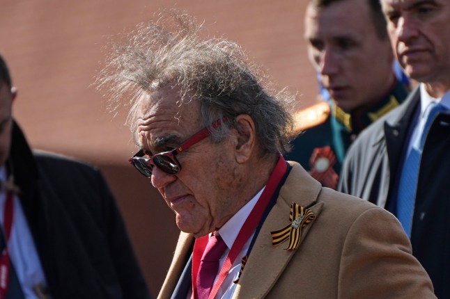 US director Oliver Stone arrives for the Victory Day military parade in Moscow, Russia, Friday, May 9, 2025, during celebrations of the 80th anniversary of the Soviet Union's victory over Nazi Germany during the World War II. (AP Photo/Pavel Bednyakov, Pool)